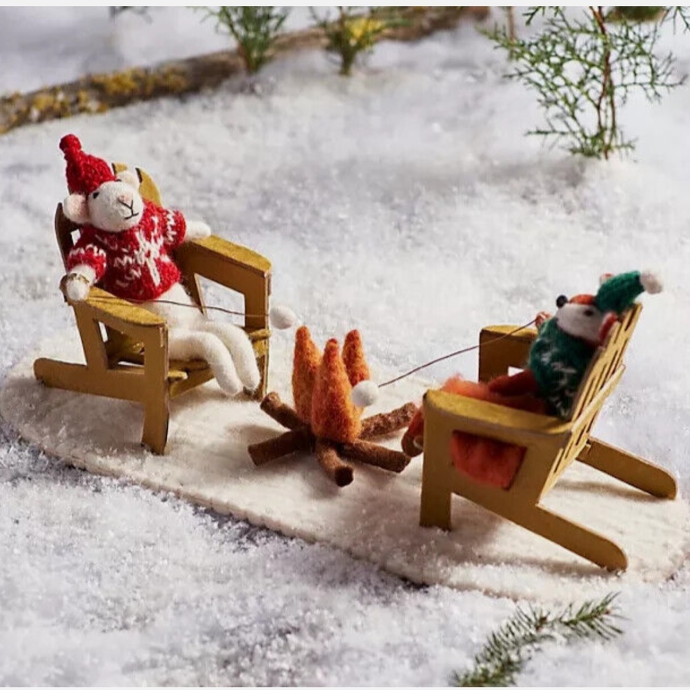 Anthropologie Campfire Felted Friends Wool Animal Woodland Roasting Marshmallows